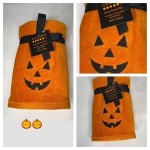 🎃 Casaba Emroidered Carved Pumpkin Hand Towel Set🎃
